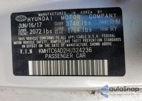 2017 Hyundai Veloster z USA, uszkodzony, nr VIN KMHTC6AD2HU324236